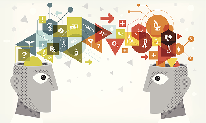 Concept image of the transfer of information related to epidemiology between individuals