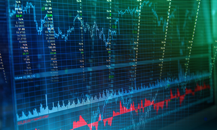 Candle stick graph chart of stock market investment trading