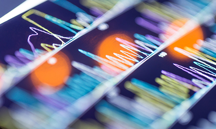 A colourful graph showing DNA sequencing peaks