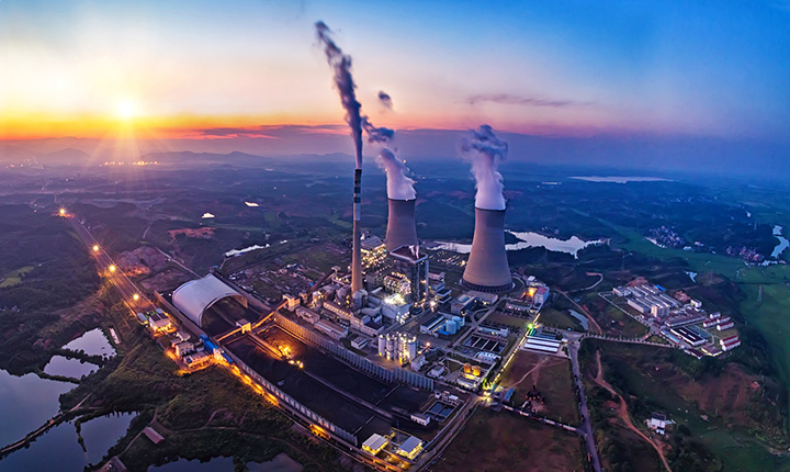 A birds eye view of a power plant