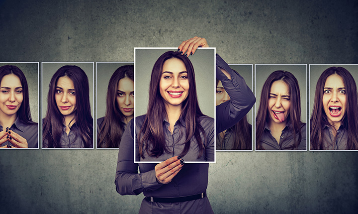 Photographs of a person expressing different emotions